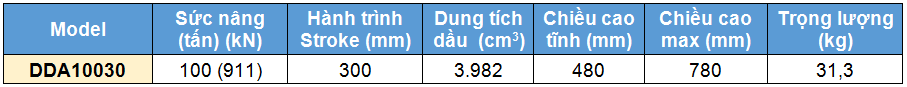 Kich 2 chieu bang nhom 100 tan 300 mm, kich 2 chieu