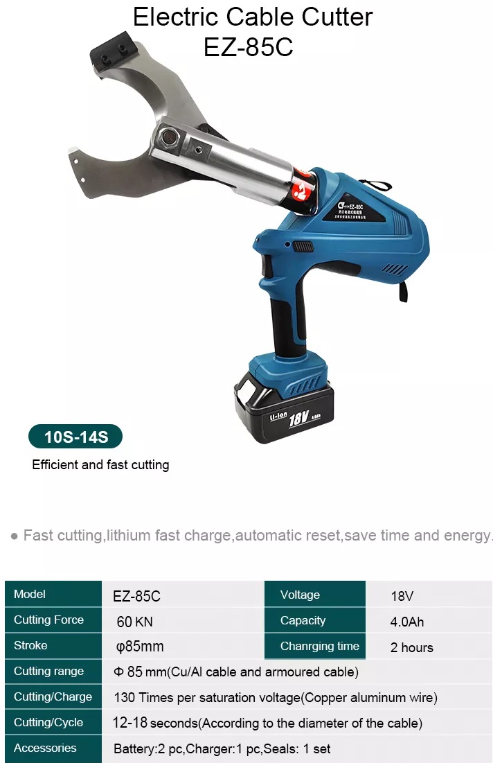 Máy cắt cáp thủy lực chạy pin EZ-85C